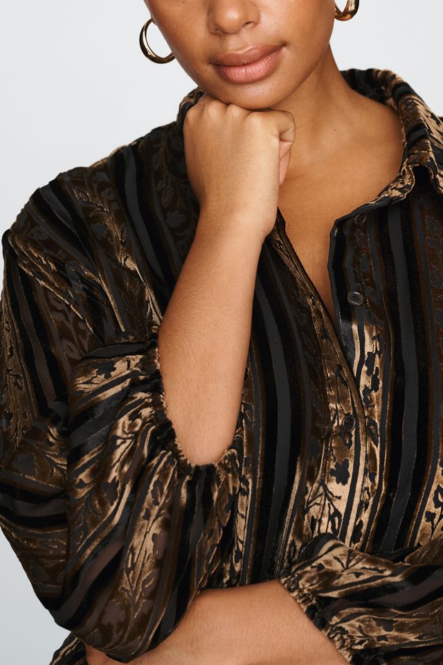 Maeve Bettina Velvet Tiered Mini Shirtdress #2