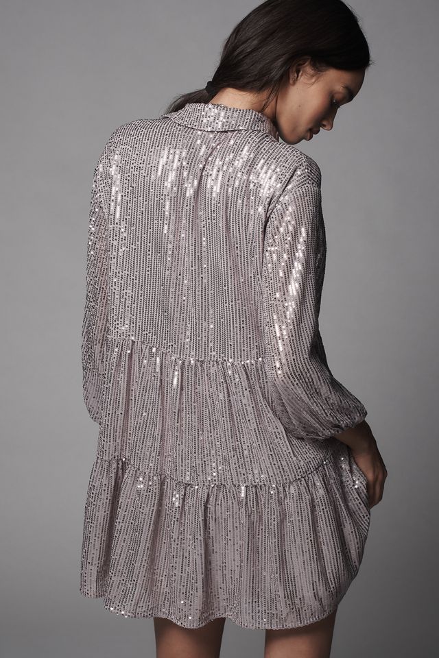 The Bettina Tiered Shirt Dress by Maeve: Mini Sequin Edition #1