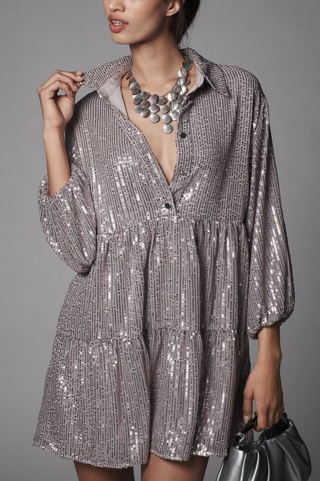 The Bettina Tiered Shirt Dress by Maeve: Mini Sequin Edition #3