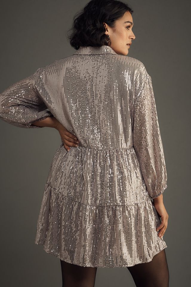 The Bettina Tiered Shirt Dress by Maeve: Mini Sequin Edition #5