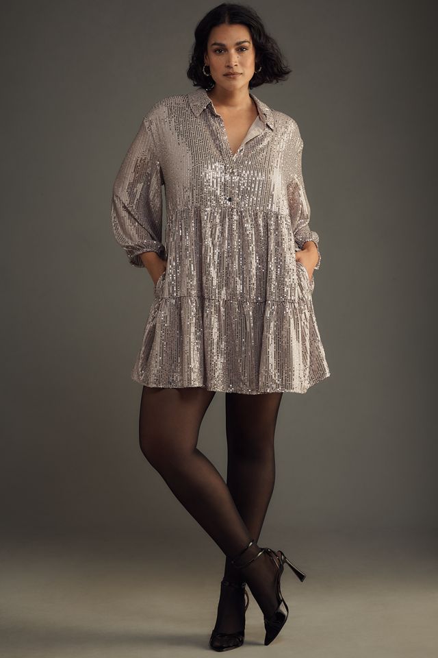 The Bettina Tiered Shirt Dress by Maeve: Mini Sequin Edition #6