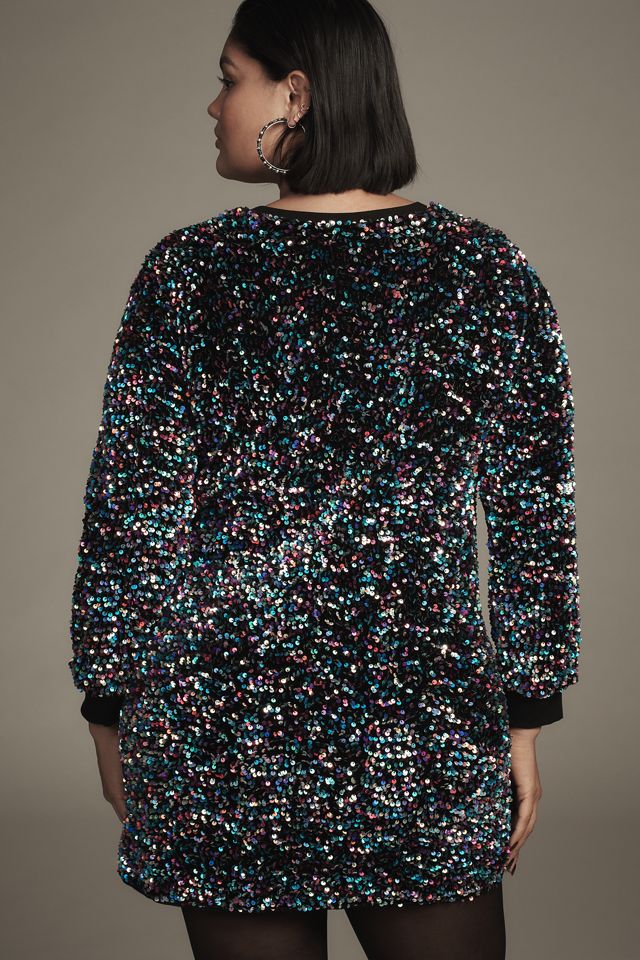 By Anthropologie Velvet Sequin Mini Dress #6