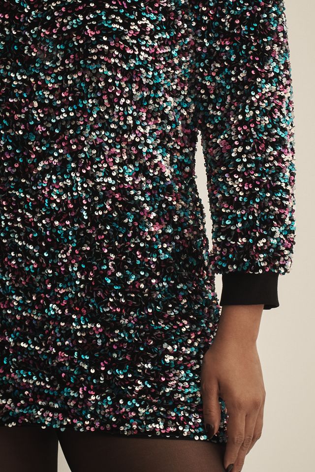 By Anthropologie Velvet Sequin Mini Dress #8