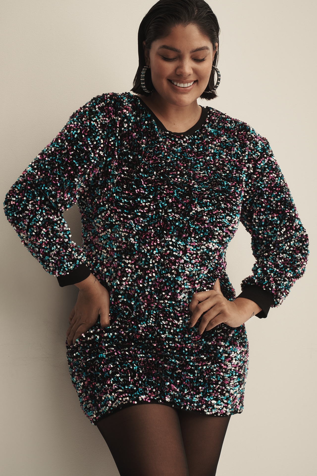 By Anthropologie Velvet Sequin Mini Dress