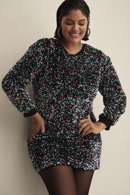 By Anthropologie Velvet Sequin Mini Dress