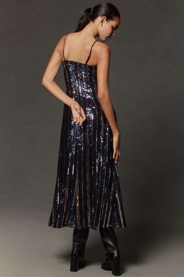 Maeve Sleeveless Sequin Stripe Midi Dress #2