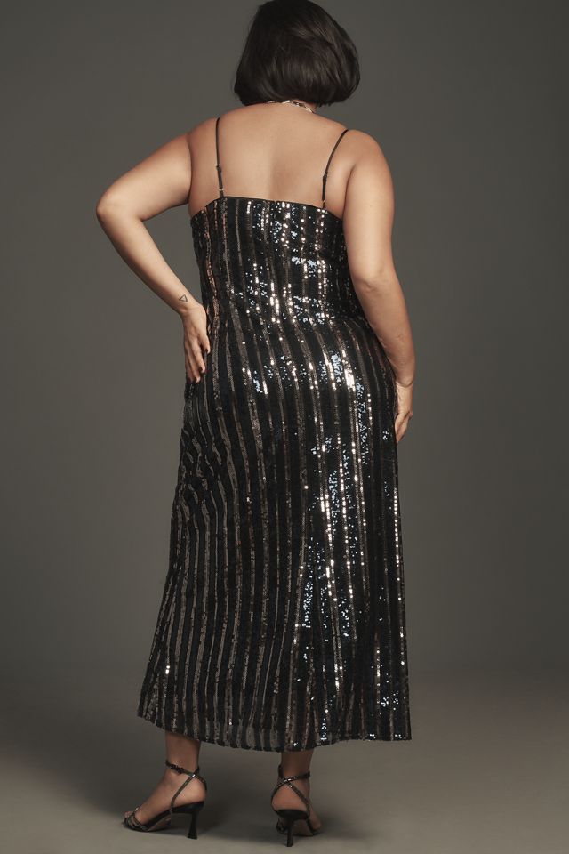Maeve Sleeveless Sequin Stripe Midi Dress #5
