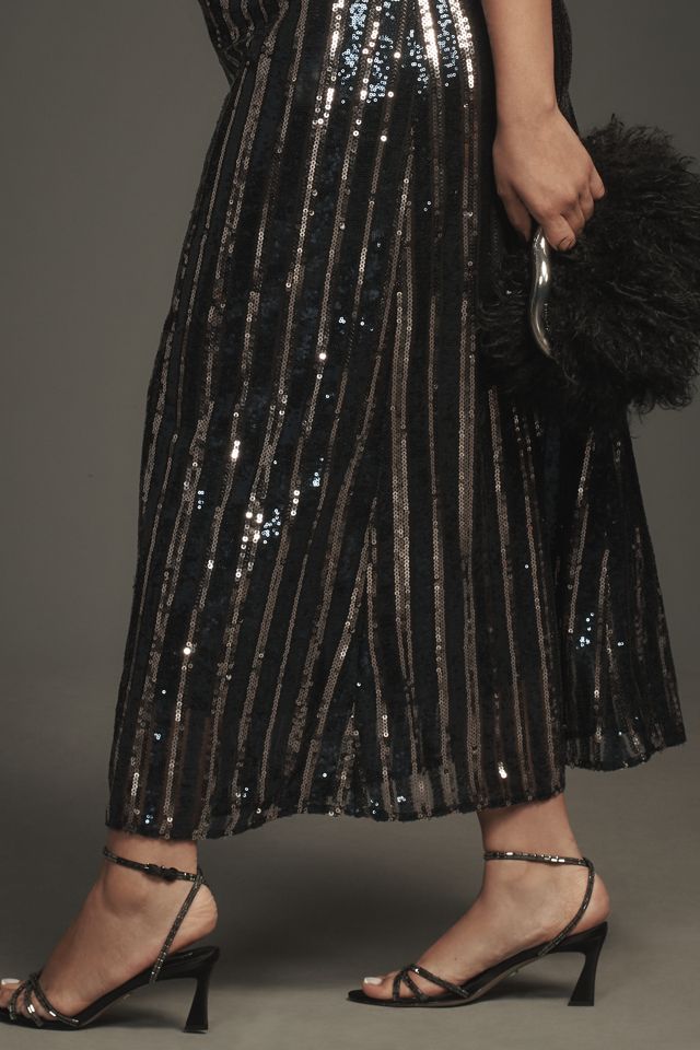 Maeve Sleeveless Sequin Stripe Midi Dress #6