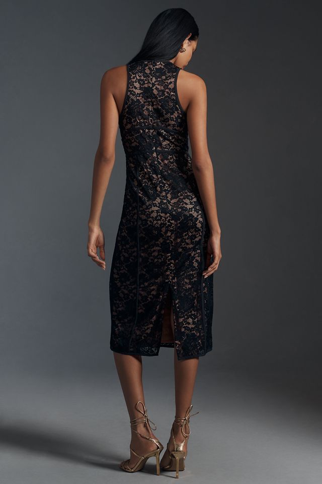 By Anthropologie Halter Lace Slim Midi Dress #2