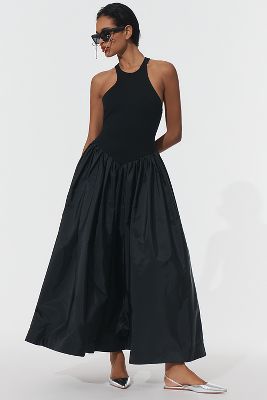 MAEVE SLEEVELESS CREW-NECK DROP-WAIST MAXI DRESS 