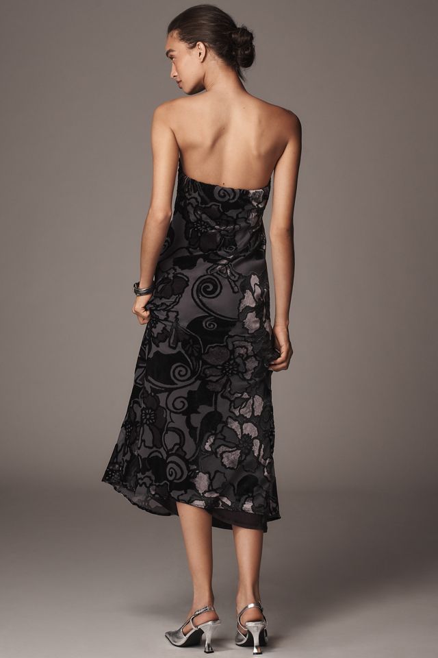By Anthropologie Strapless Velvet Burnout Dress #1