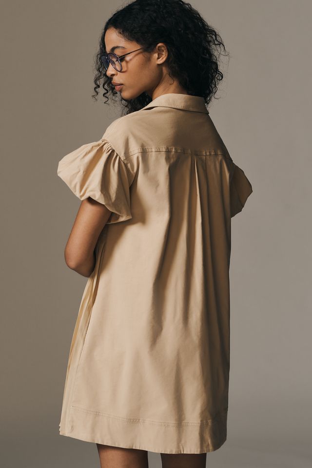 Maeve Puff-Sleeve Mini Trench Dress #1