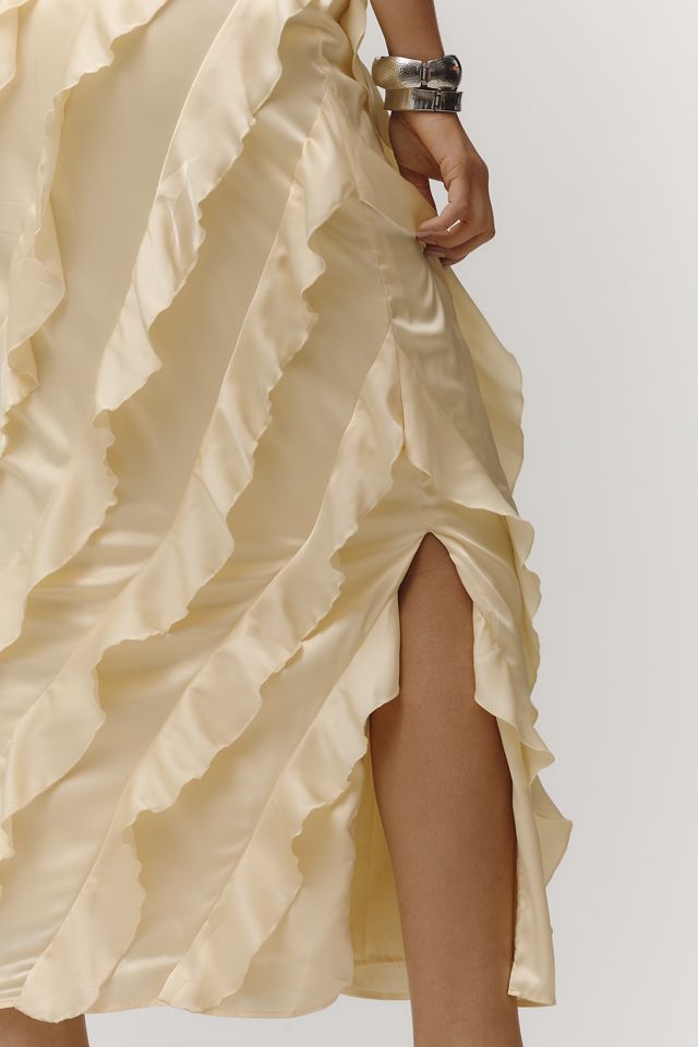 By Anthropologie Bias-Cut Ruffled Midi Dress #3