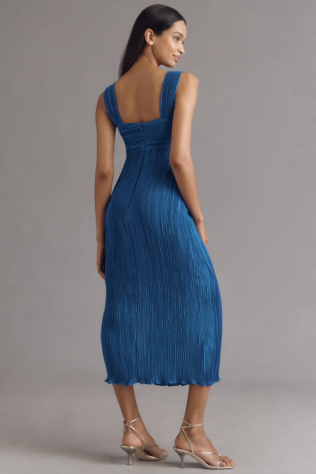 By Anthropologie Pleated Satin Midi Dress