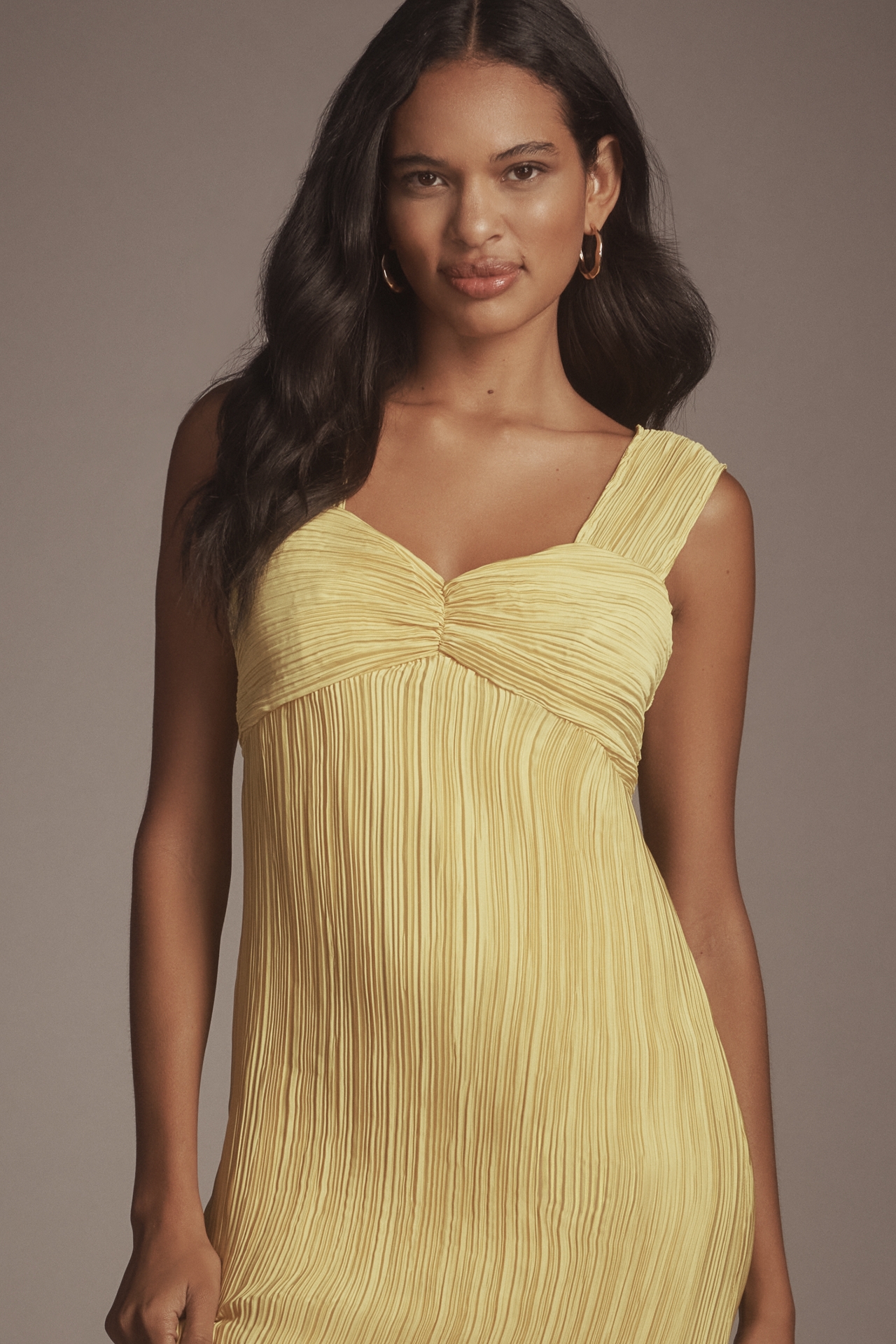 By Anthropologie Pleated Satin Midi Dress