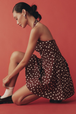 Maeve Halter Square-Neck Skater Mini Dress