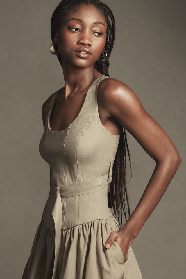 By Anthropologie Sleeveless Drop-Waist Midi Dress #2