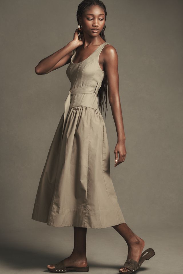 By Anthropologie Sleeveless Drop-Waist Midi Dress #3