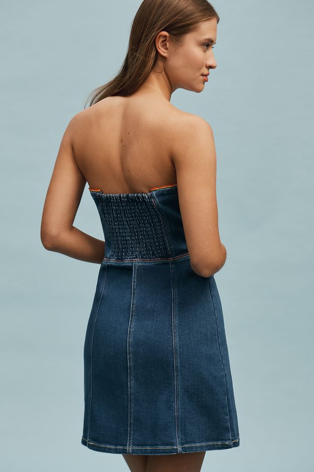 Pilcro Strapless Button-Front Denim Mini Dress #1
