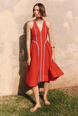 By Anthropologie Halter V-Neck Fit & Flare Midi Dress