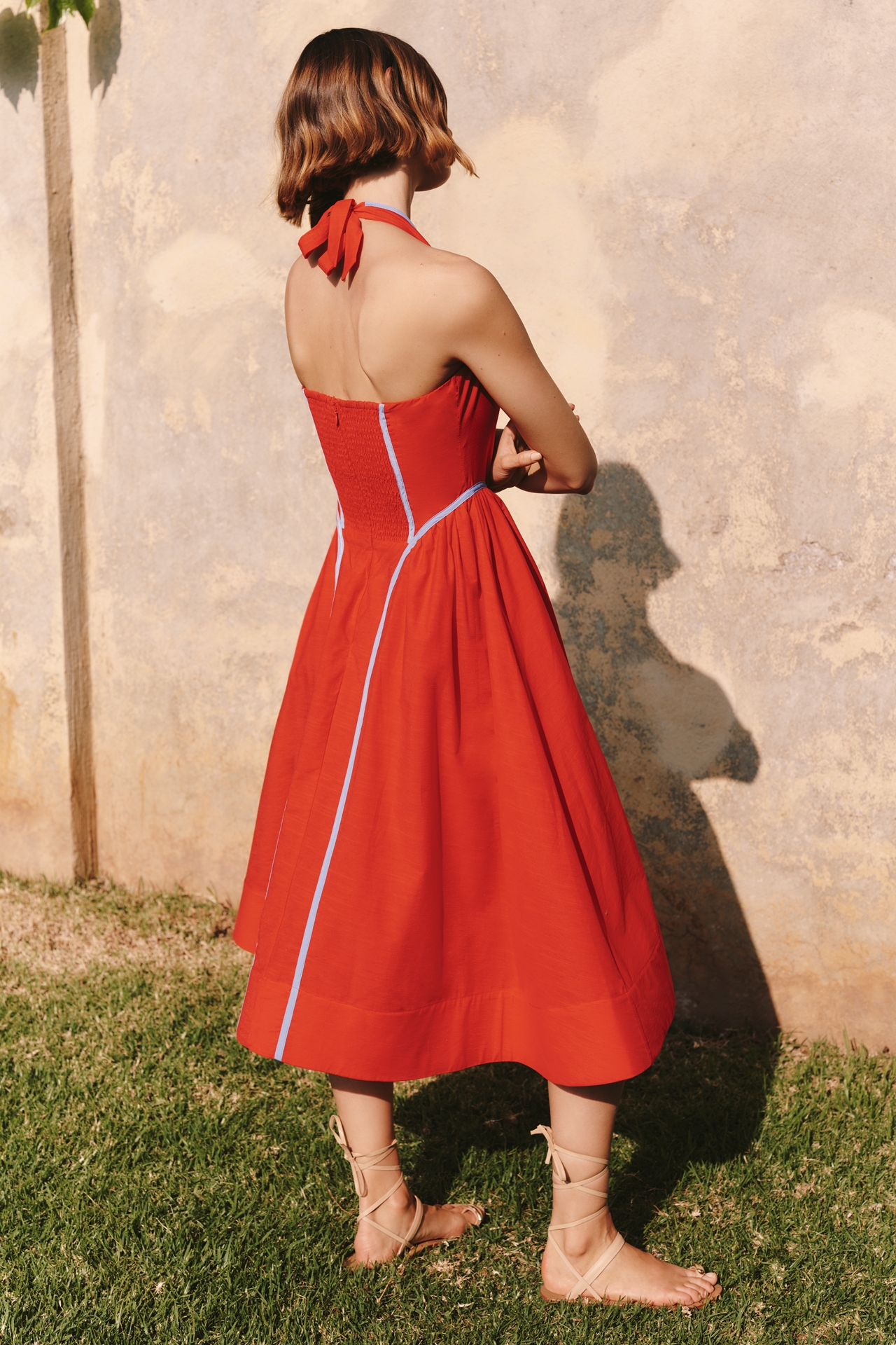 By Anthropologie Halter V-Neck Fit & Flare Midi Dress