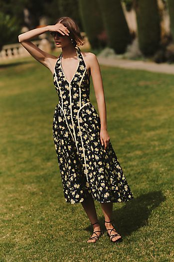 fit and flare bustier dress Pleated Print Mesh High Low Dress with Tendrils main image 0