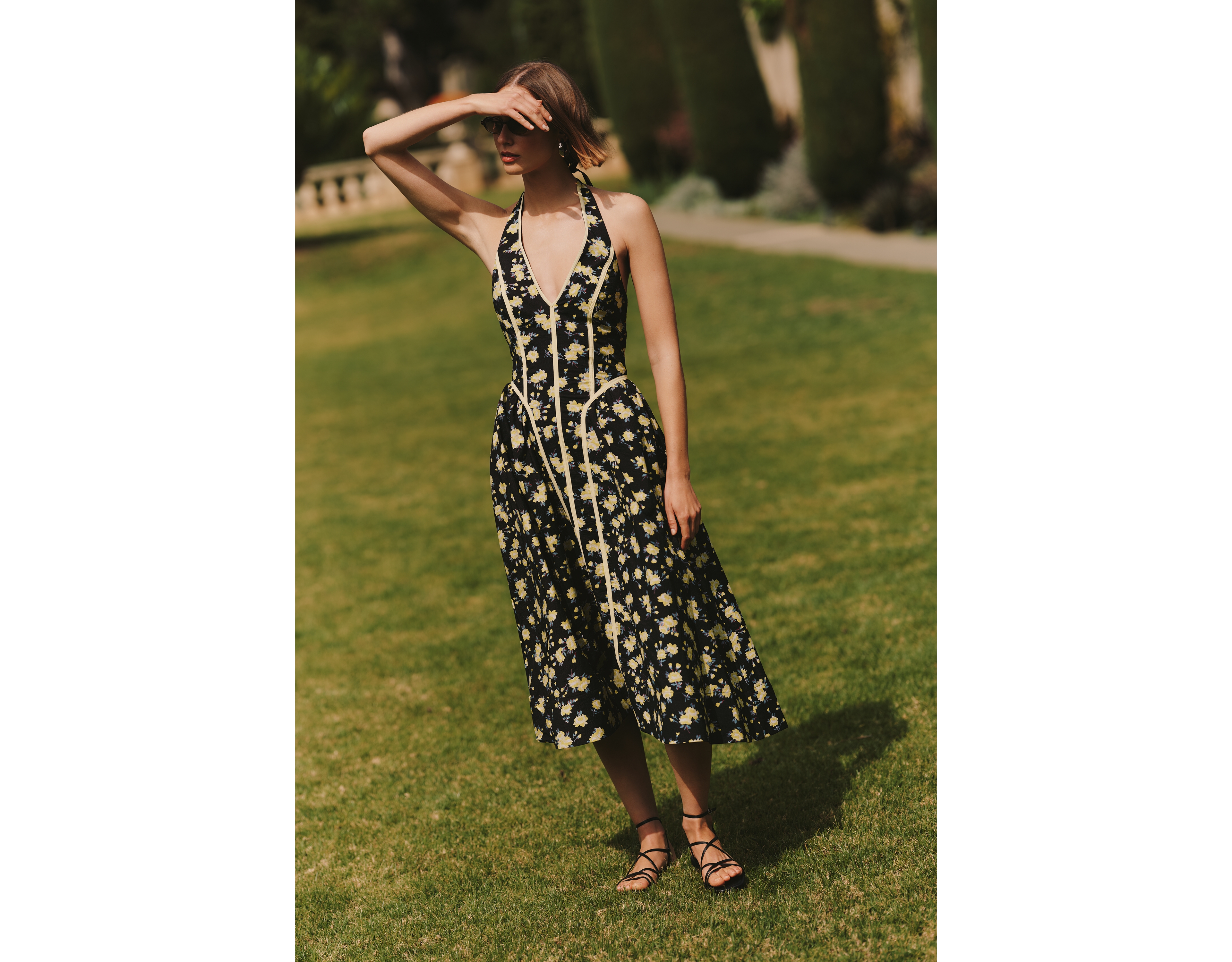 By Anthropologie Halter V-Neck Fit & Flare Midi Dress
