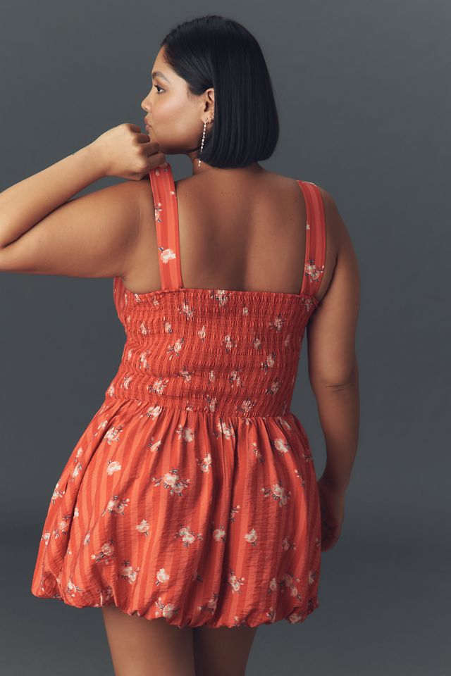 By Anthropologie Square-Neck Smocked Mini Dress