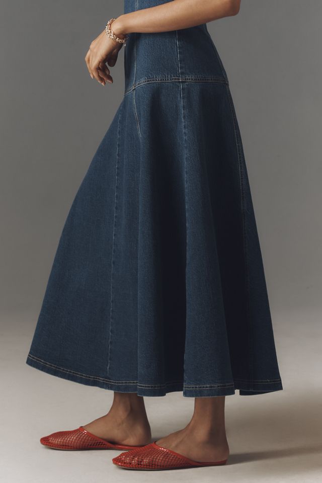 Pilcro Strapless Drop-Waist Denim Midi Dress #3