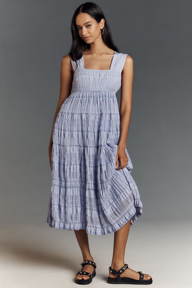 The Helena Square-Neck Smocked Tiered Midi Dress #2