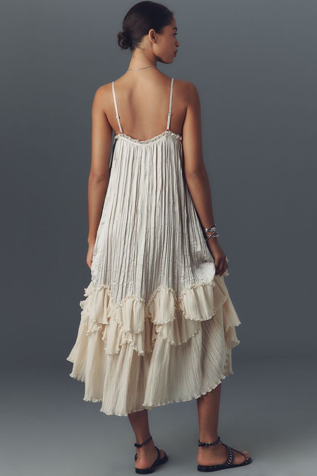 By Anthropologie Sleeveless Square-Neck Layered Plissé Maxi Dress #1