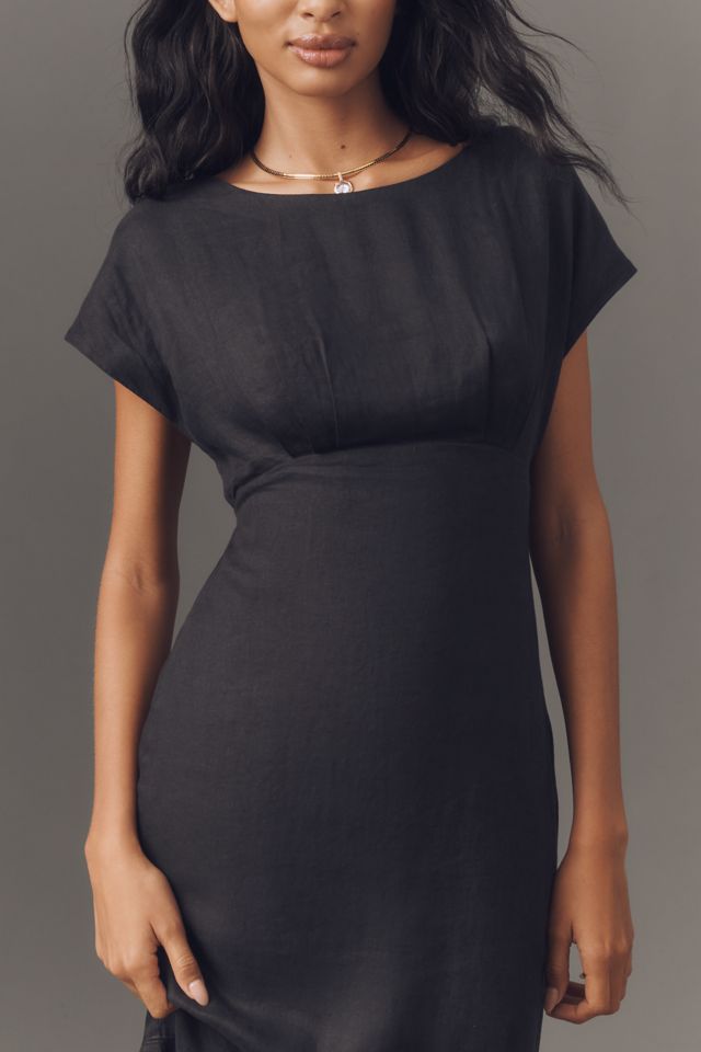 Maeve Short-Sleeve Linen Wrap-Back Slim Midi Dress #2