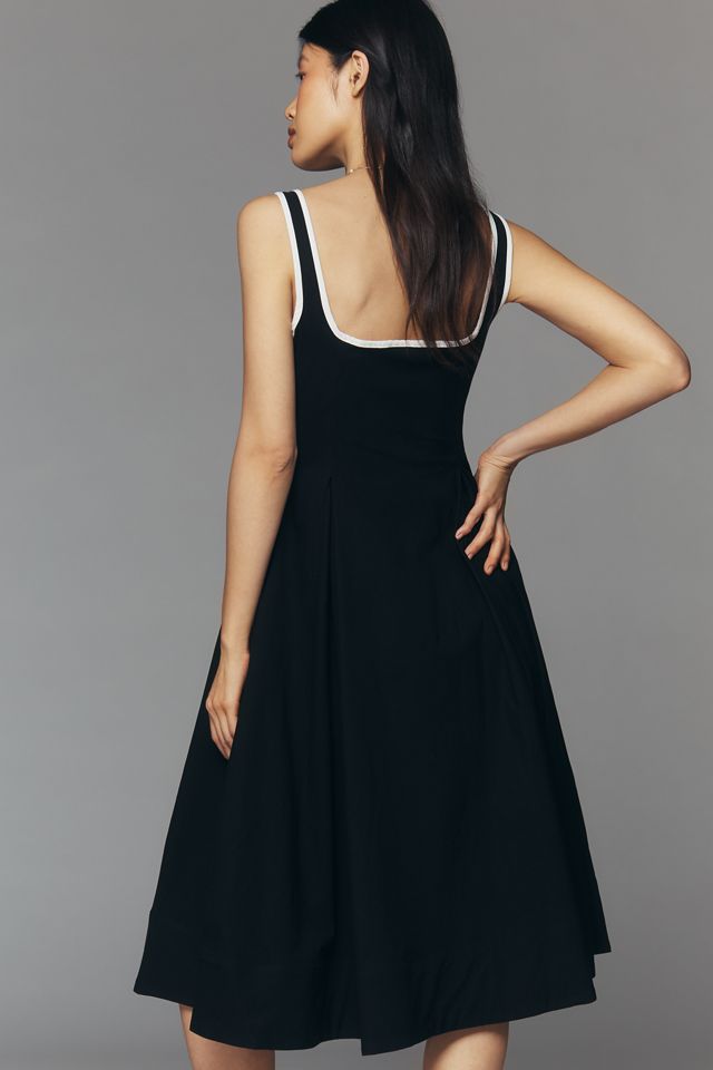 Arlette Square-Neck Piped Midi Dress by Maeve | Anthropologie