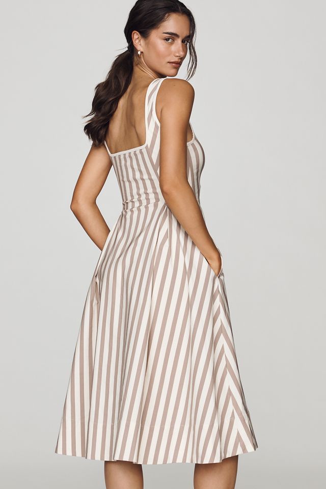 Arlette Square-Neck Piped Midi Dress by Maeve #1