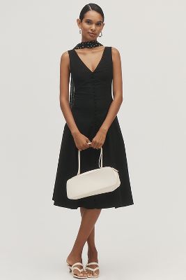 By Anthropologie Sleeveless V-Neck Button-Front Midi Dress