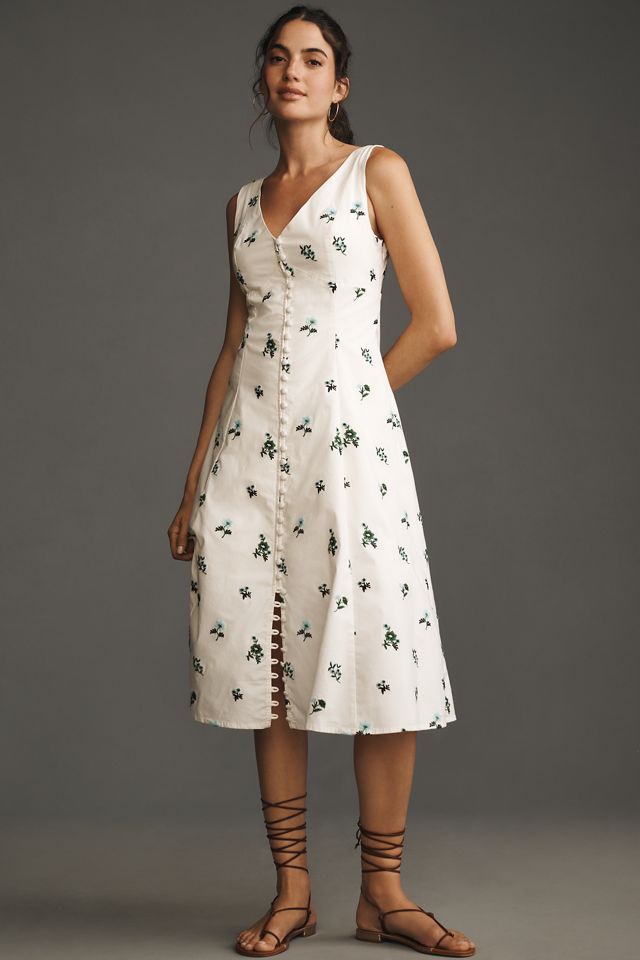 By Anthropologie Sleeveless V-Neck Button-Front Midi Dress #2