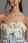 Maeve Linen Blend Strapless Knee-Length Dress