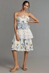 Maeve Linen Blend Strapless Knee-Length Dress