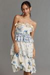 Maeve Linen Blend Strapless Knee-Length Dress