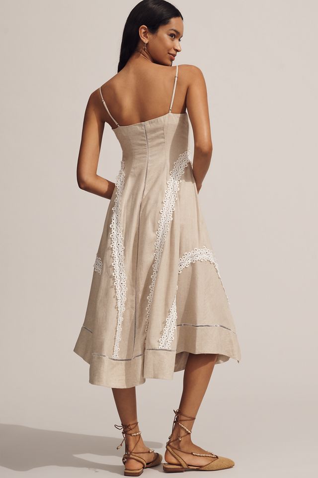 By Anthropologie Linen Blend Sleeveless Square-Neck Midi Dress #1