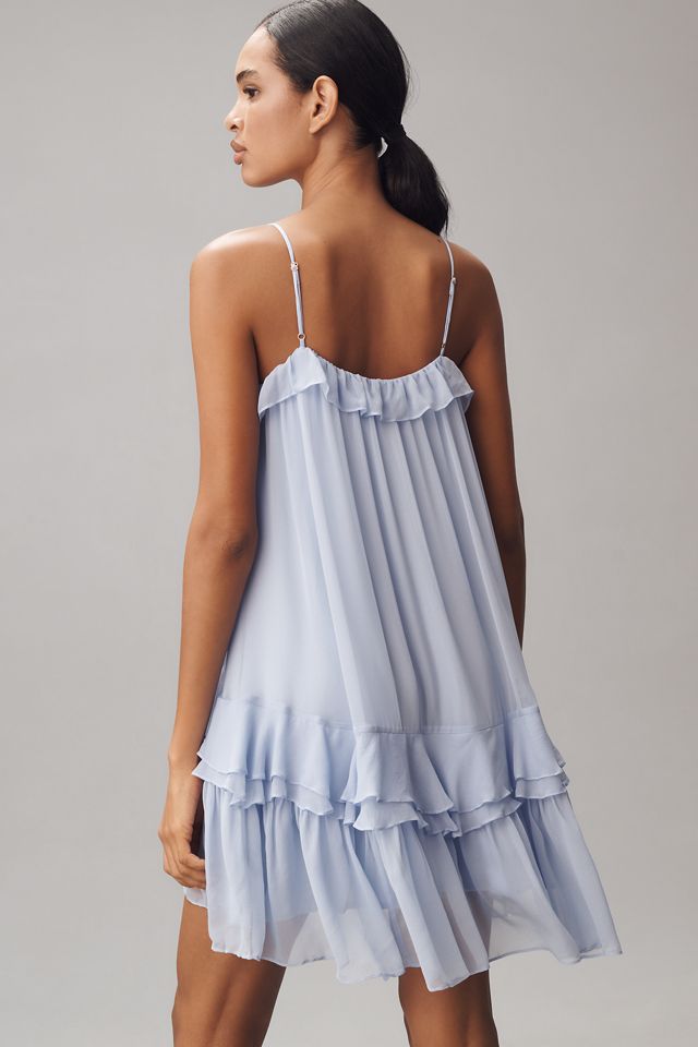 By Anthropologie Tiered Ruffle Silk Mini Dress #3