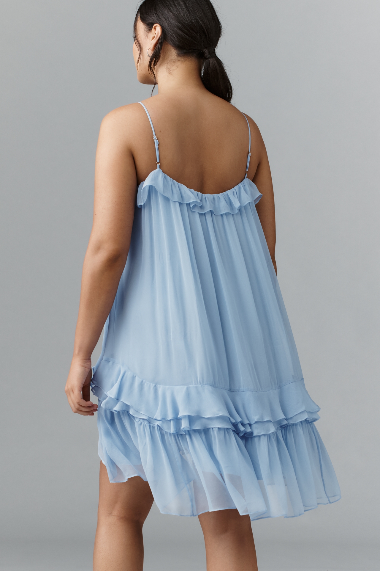 By Anthropologie Tiered Ruffle Silk Mini Dress