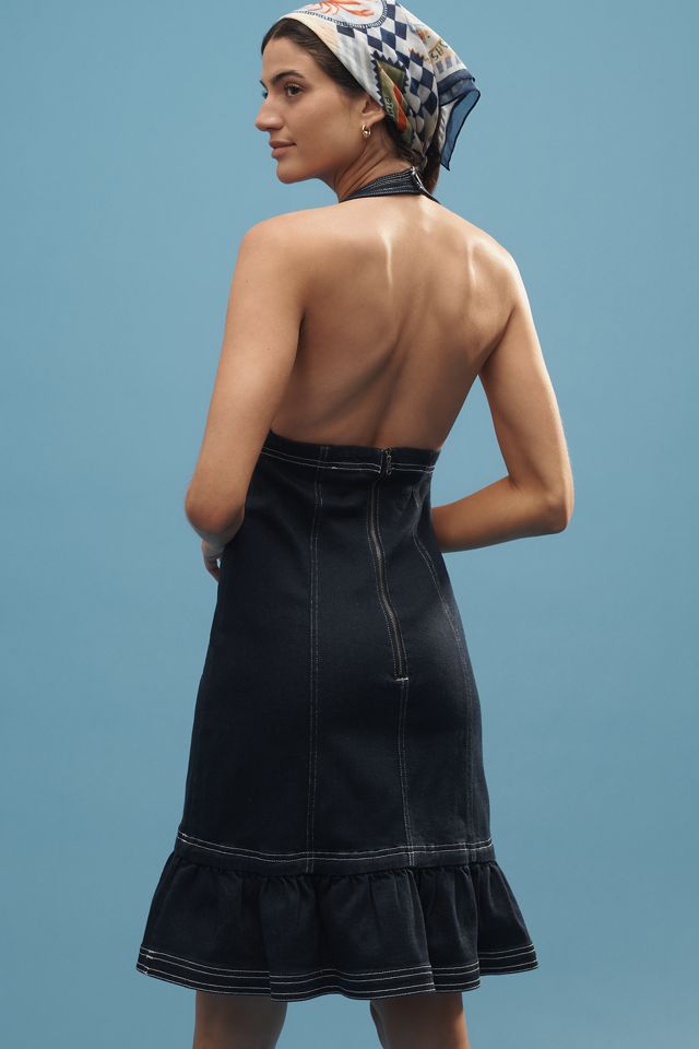 Pilcro Halter Deep-V Seamed Open-Back Mini Dress #1