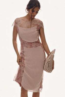 cream floral tea dress White Modest Midi M feminine occasion dress Cucumber Onion Salad Perfect for summer weddings scale:M