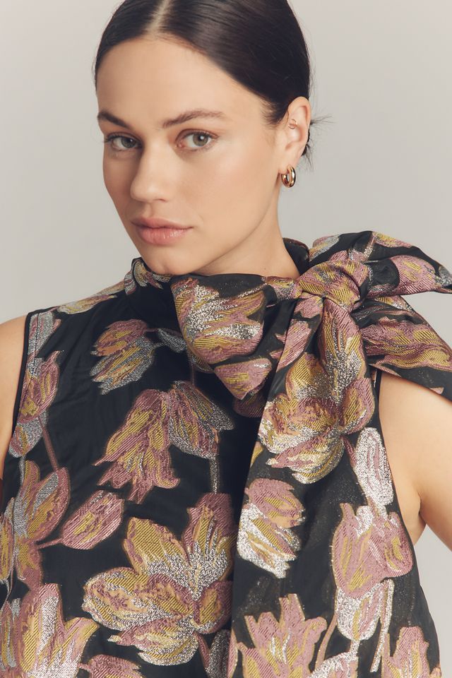 The Caroline Sleeveless Tie-Neck Mini Dress by Maeve #5