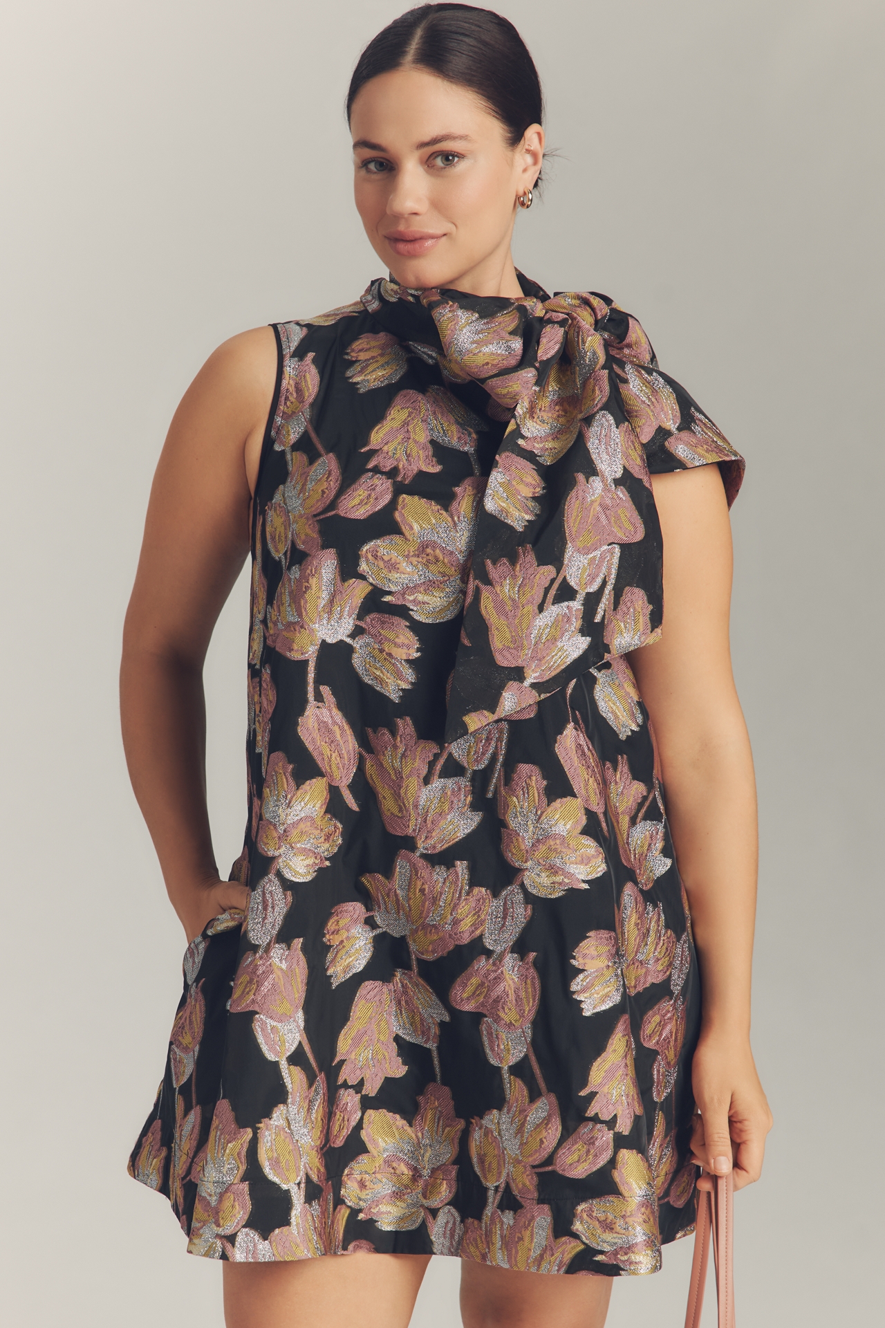 The Caroline Sleeveless Tie-Neck Mini Dress by Maeve