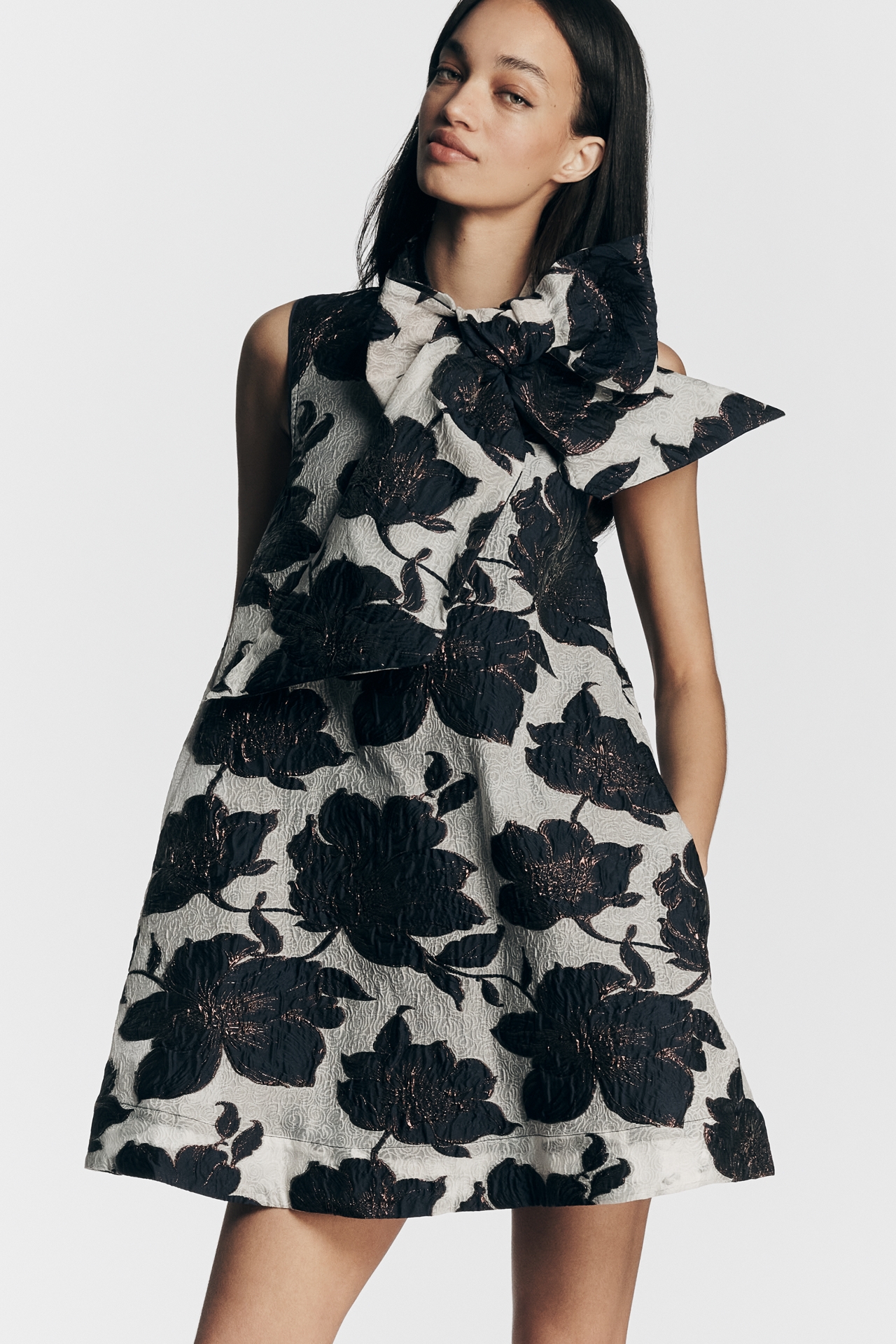 The Caroline Sleeveless Tie-Neck Mini Dress by Maeve