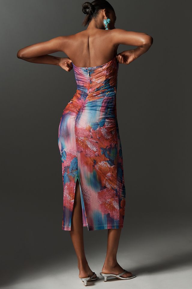 The Soleil Slim Strapless Ruched Mesh Dress #1