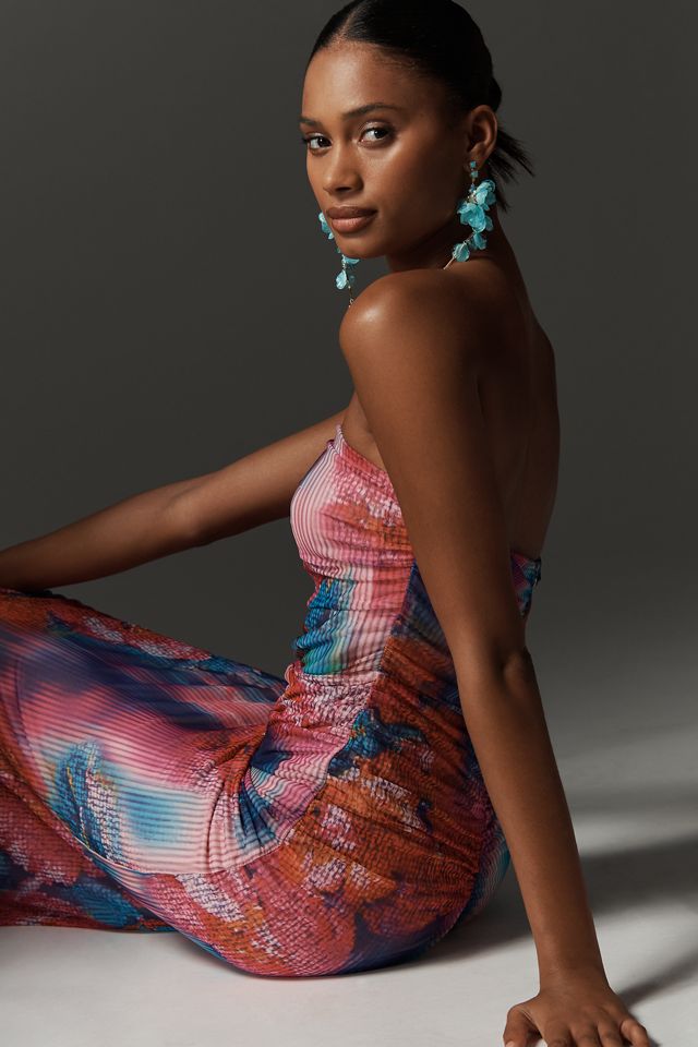The Soleil Slim Strapless Ruched Mesh Dress #2