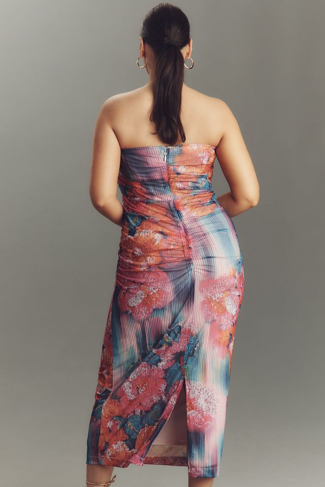 The Soleil Slim Strapless Ruched Mesh Dress #5